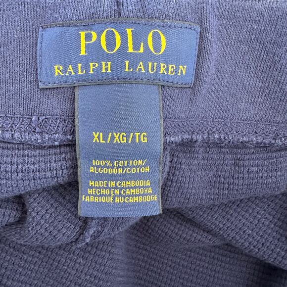 Polo Ralph Lauren Waffle Knit Pajama Pant Men XL Navy Stretch Waist Cotton - Picture 4 of 5